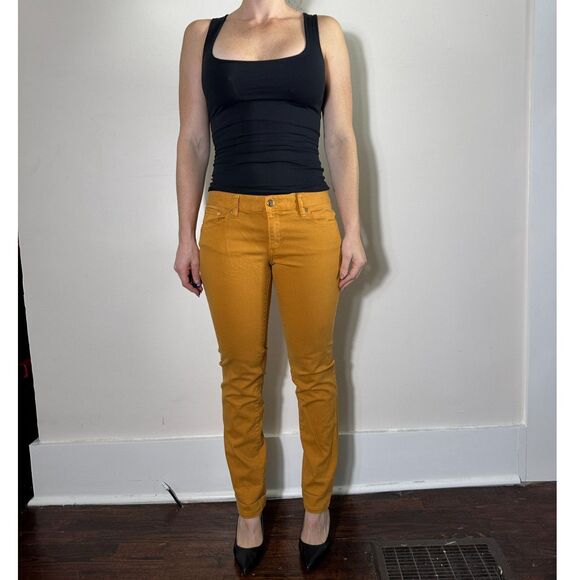 TORY BURCH Ivy Super Skinny Mustard Colored Jeans Size 30 - Picture 1 of 13